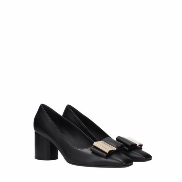 Salvatore Ferragamo Black Flats with Gold Detail - Picture 3 of 7